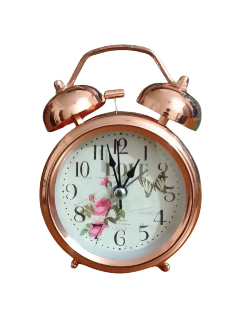 Retro Twin Bell Table Alarm Clock - Bronze